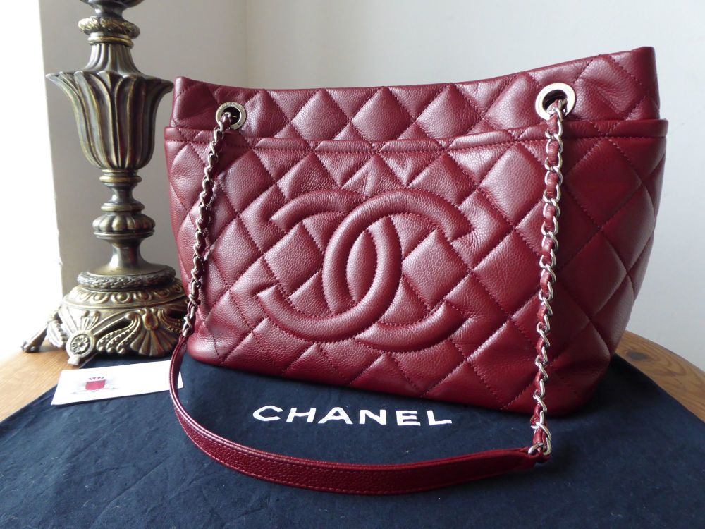 Chanel Timeless Soft Tote in Bordeaux Red Caviar Leather with Silver  Hardware - SOLD