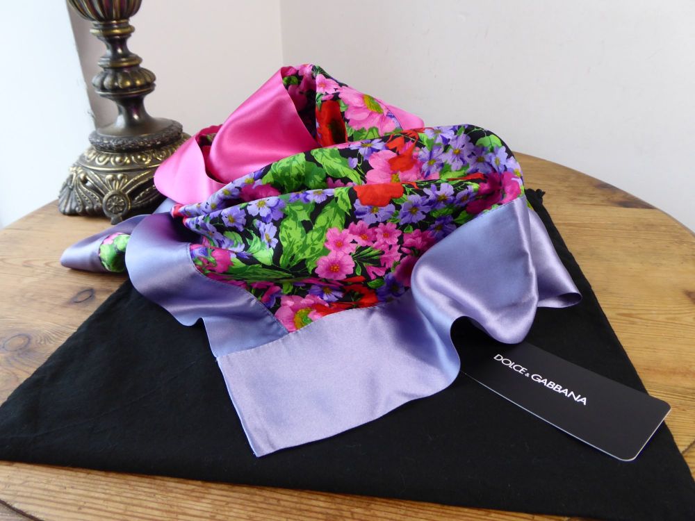 Dolce & Gabbana Meadow Flowers Floral Rectangular Silk Wrap - New*