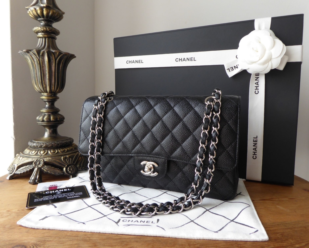 Chanel Classic 2.55 Medium Double Flap in Black Caviar Leather