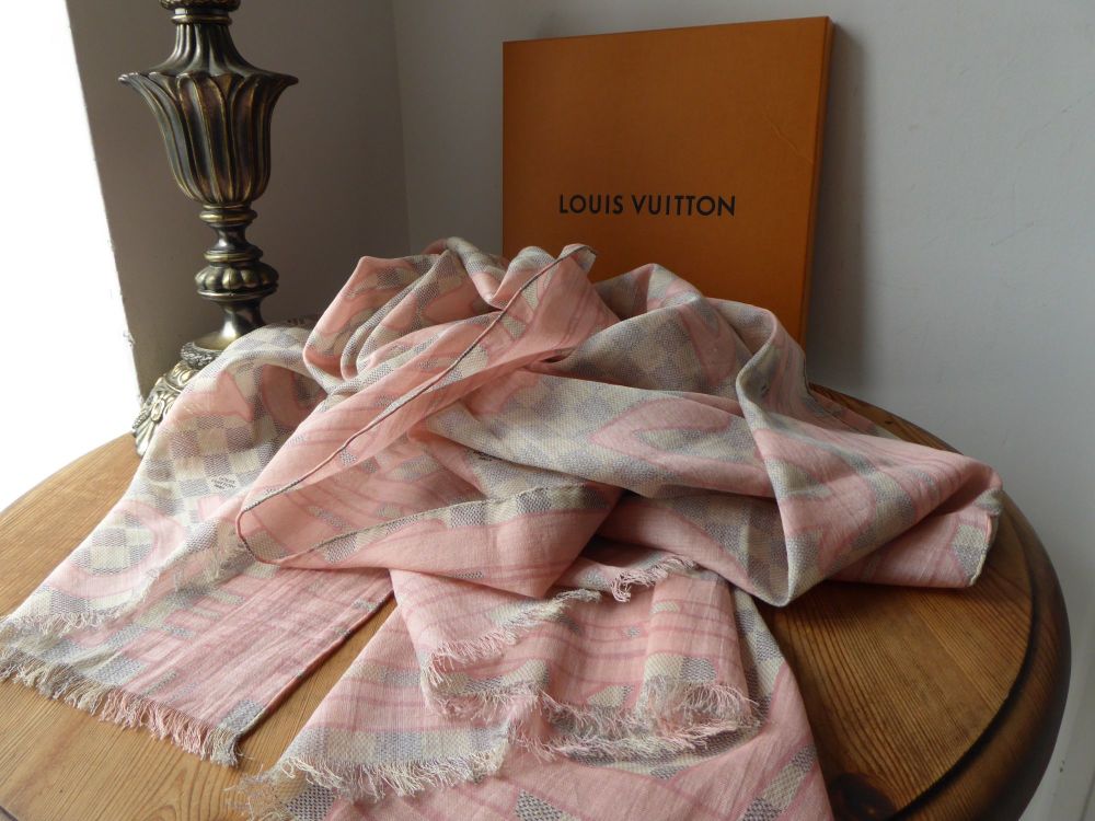Louis Vuitton Damier Azur Tahitienne Rose Cotton Scarf Wrap - SOLD