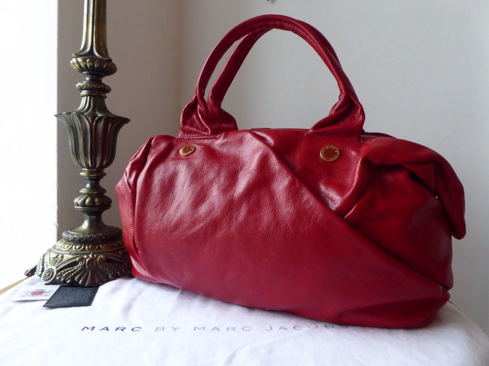Marc by Marc Jacobs Pleaty Bauletto in Lipstick Red Glazed Leather