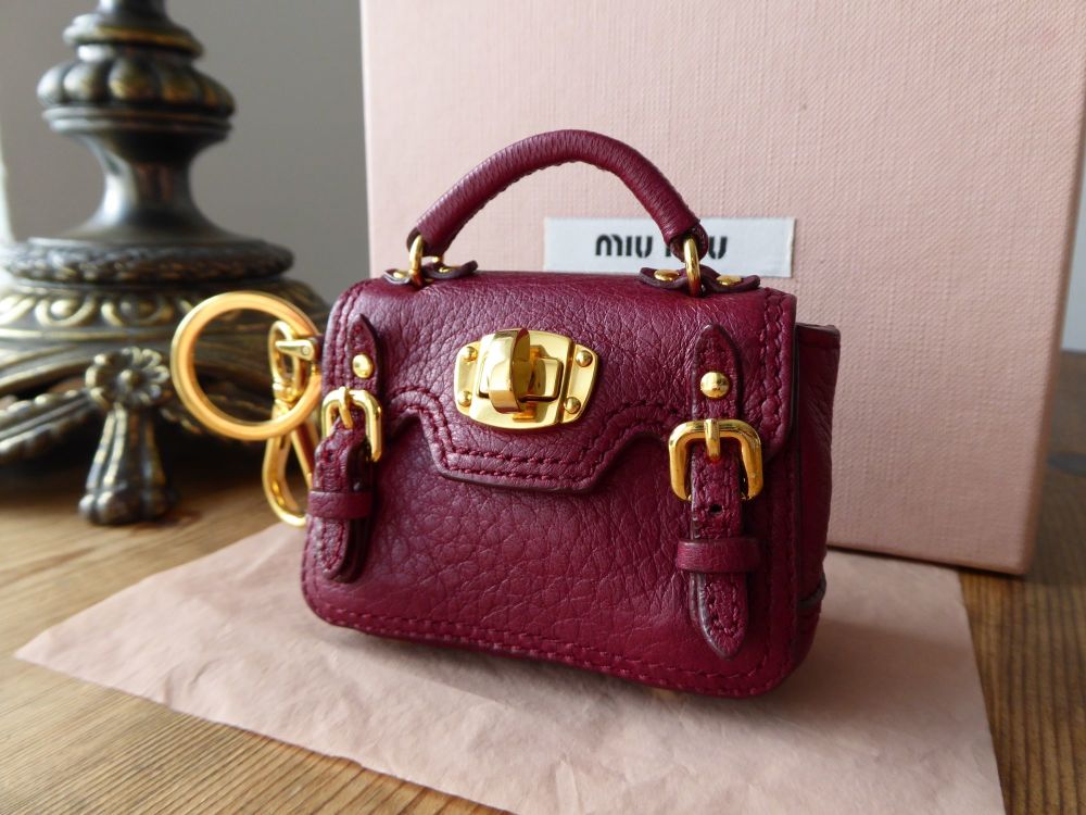 Miu Miu Micro Bag Keyring Bag Charm in Claret - SOLD