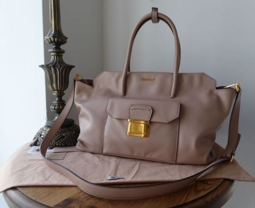Miu Miu Large Tote in Cammeo Vitello Soft Calfskin - New*