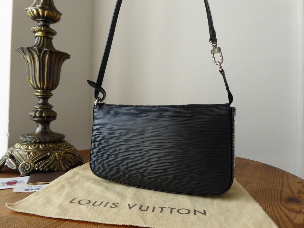 Louis Vuitton Pochette Accessoires NM in Epi Noir with Shiny Silver  Hardware - SOLD