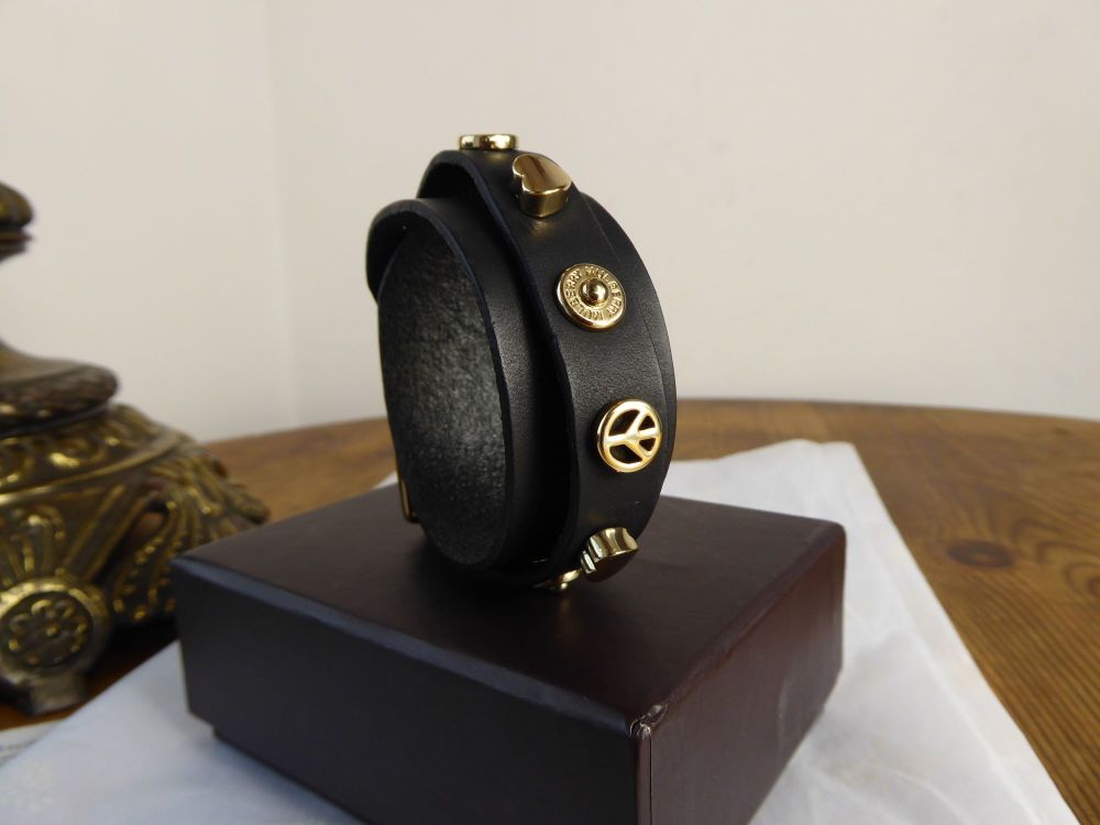 Mulberry Peace & Love Wrap Bracelet in Black Saddle Leather - SOLD