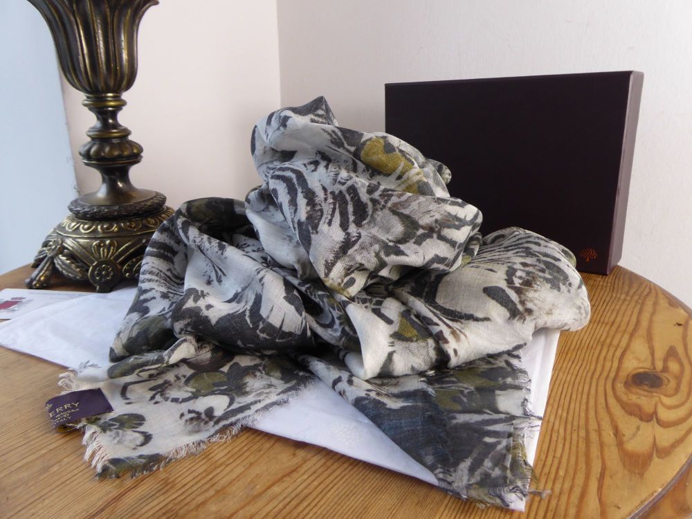 Mulberry Feathered Friends Large Square Wrap in Silk Modal Mix