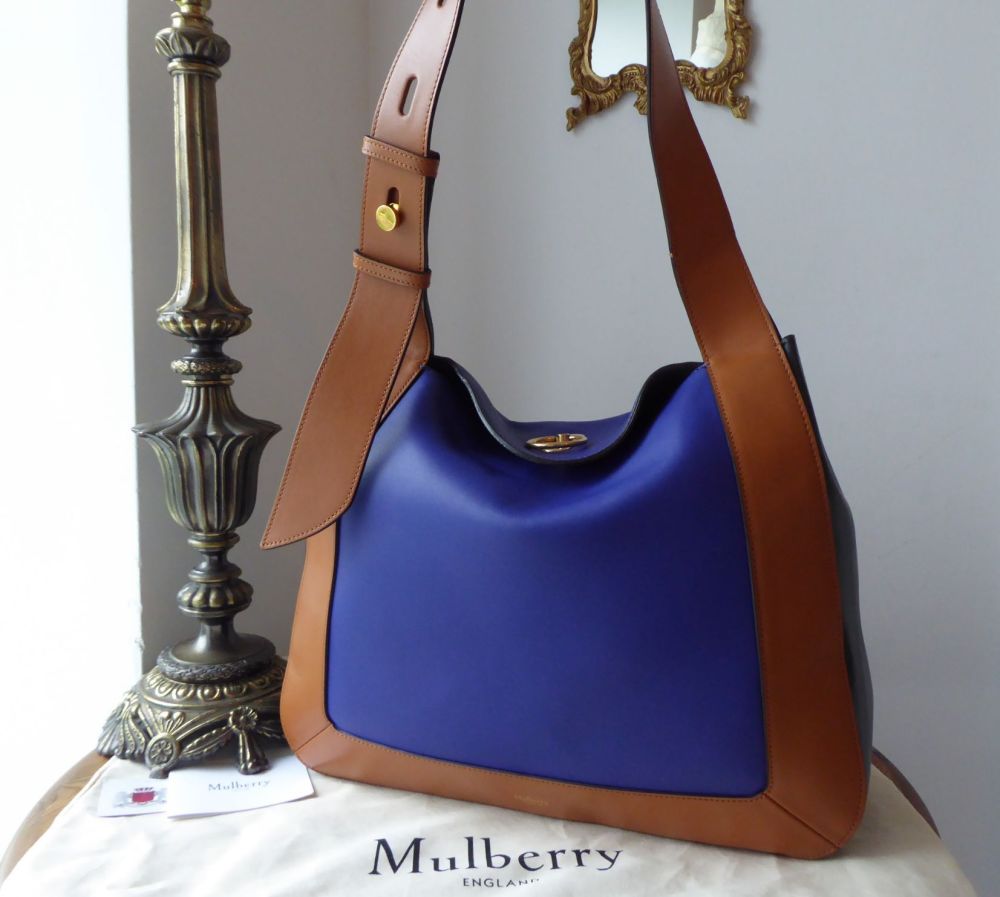 Mulberry Marloes Hobo in Indigo and Tan Smooth Calf Leather - SOLD