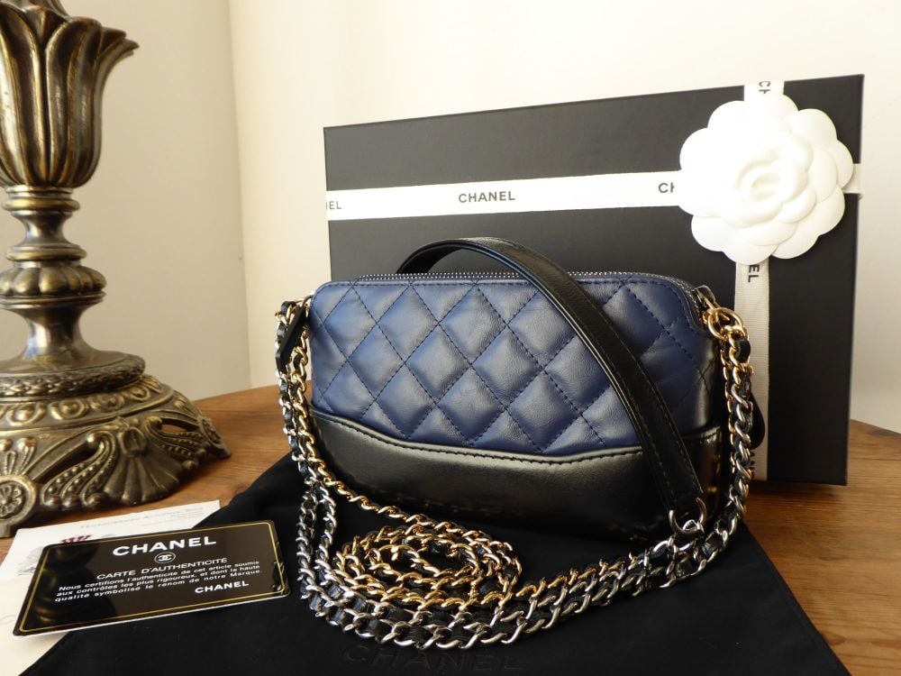 Chanel Mini Gabrielle Twin Zipped Pochette Shoulder Messenger Clutch in Bic