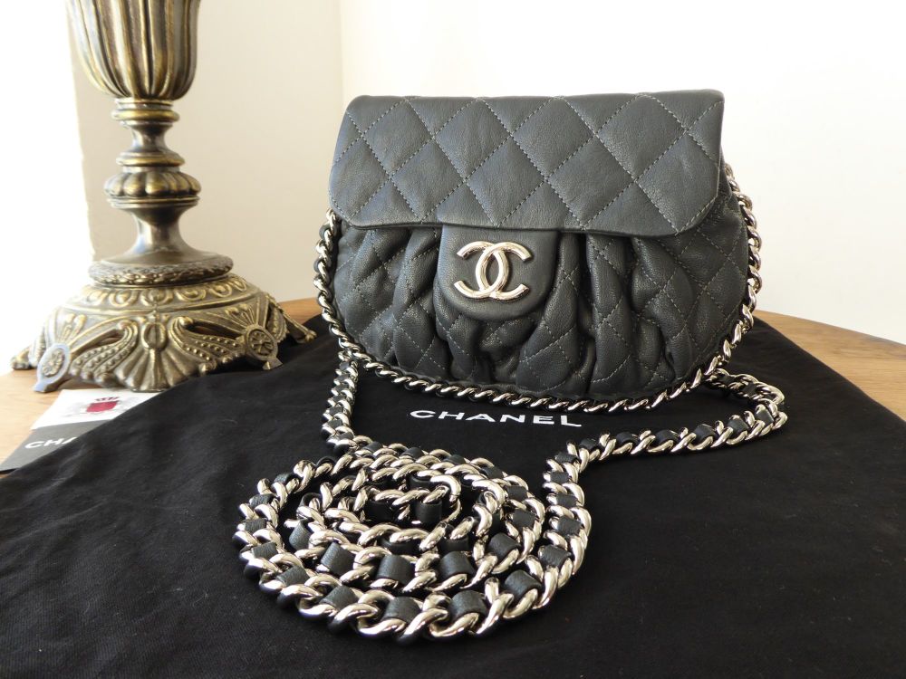 Chanel Mini Chain Around Flap in Grey Quilted Calfskin - SOLD