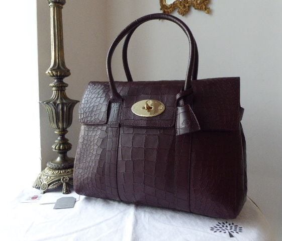 Mulberry Classic Heritage Bayswater in Oxblood Deep Embossed Croc Print Leather SOLD