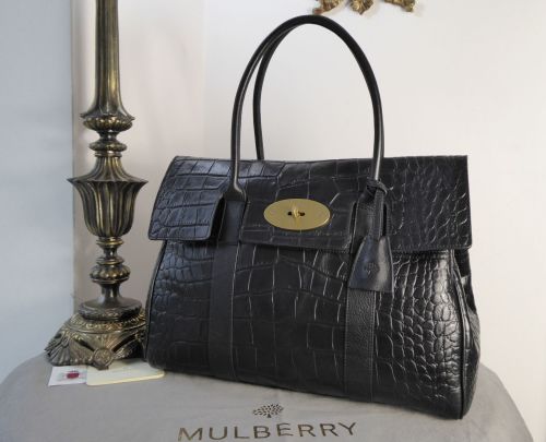 black croc mulberry bayswater