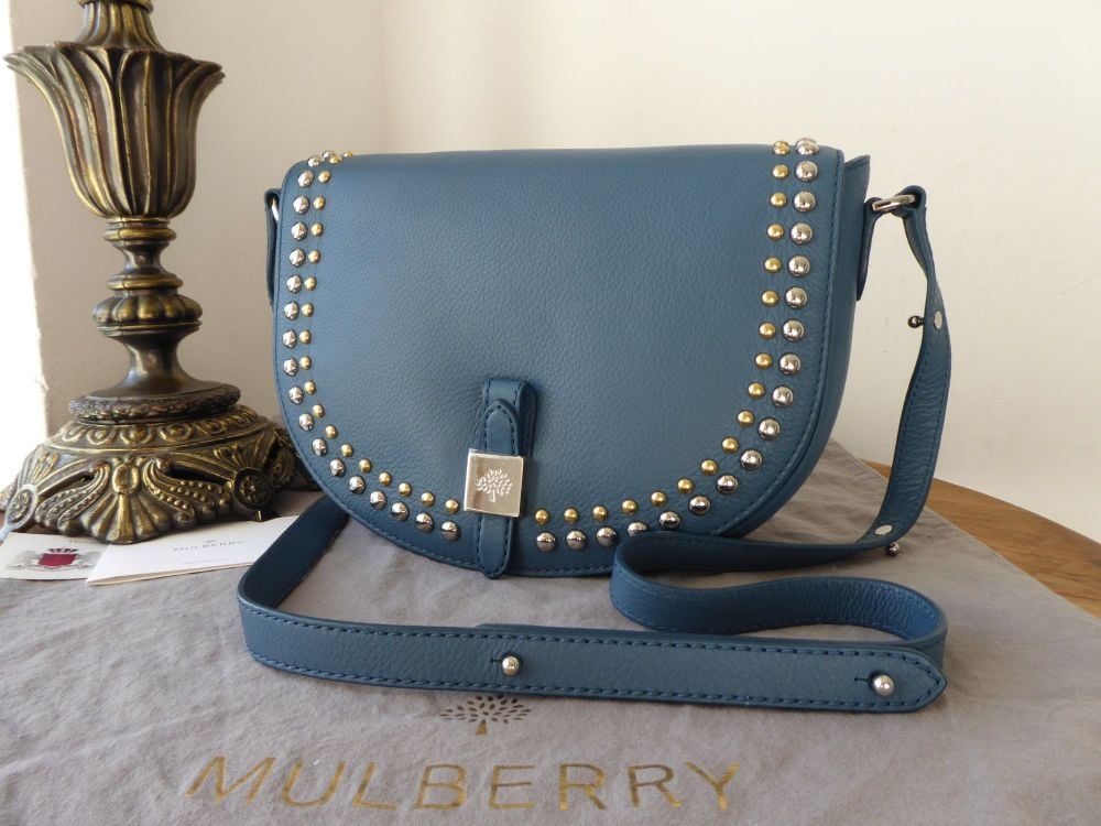 Mulberry Tessie Rivet Satchel in Steel Blue Small Soft Grain Leather - SOLD