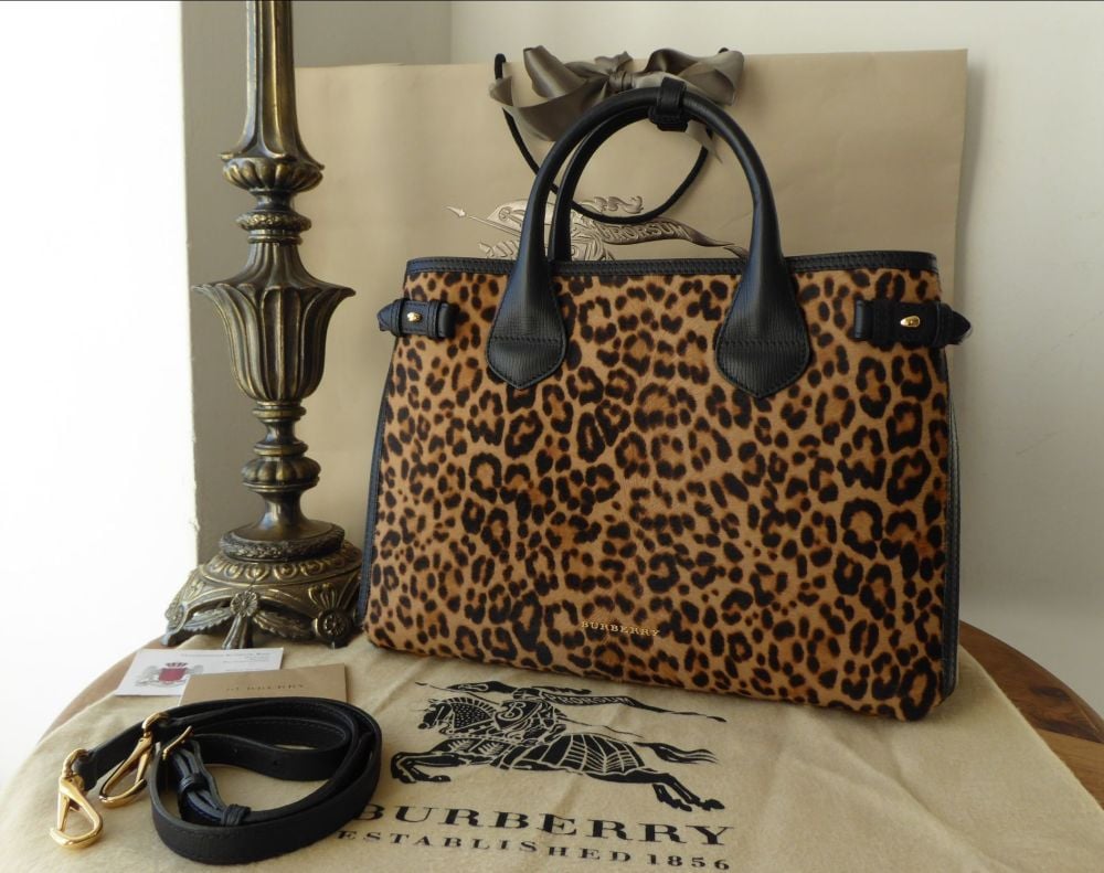 Burberry Medium Banner Tote in Leopard Print Haircalf - As New
