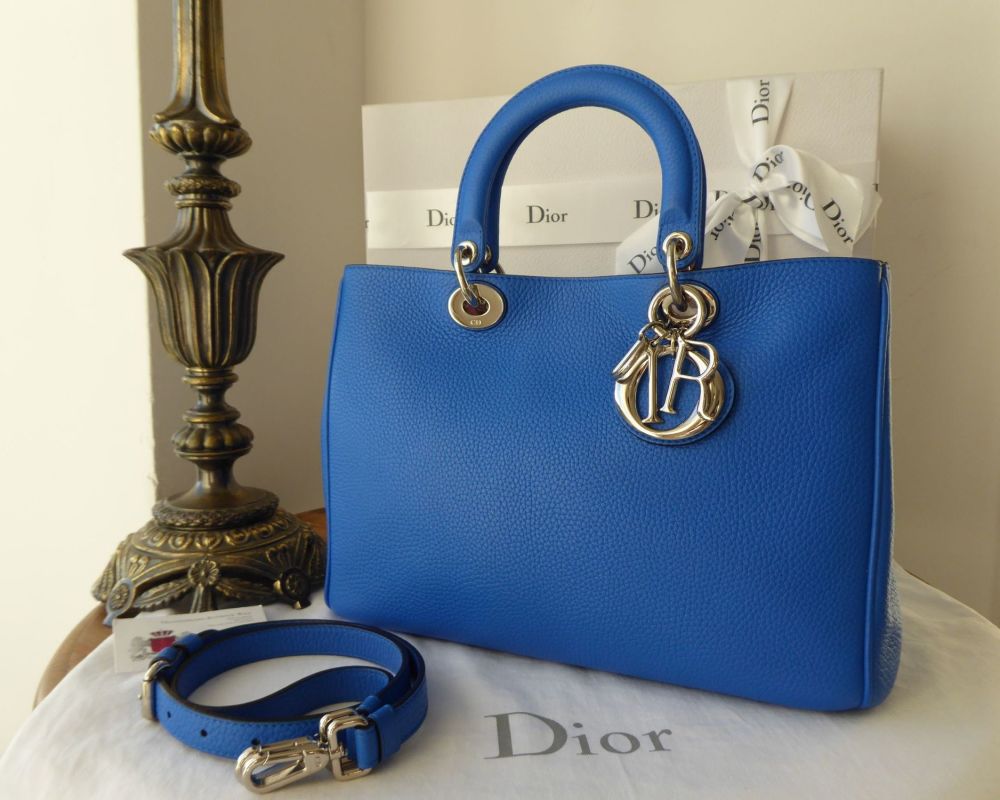 Dior Diorissimo Medium Tote and Zip Pouch in Blue Lazulis Taurillon with Ma