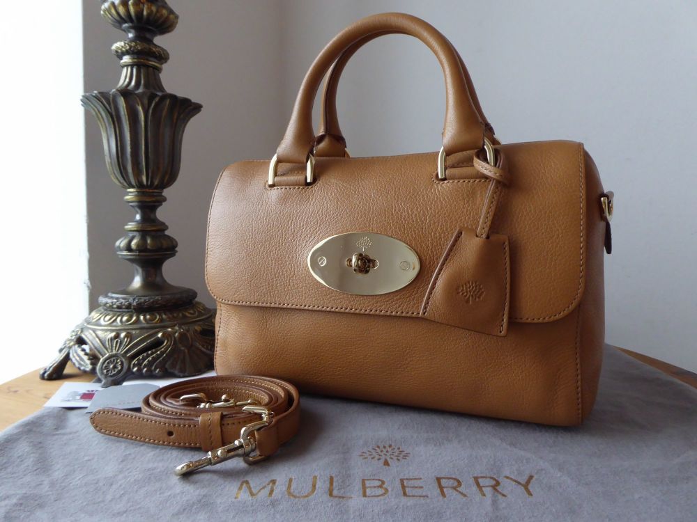Mulberry Deer brown Grained Glossy Goat Leather Del Rey Small Satchel Bag -  Yoogi's Closet