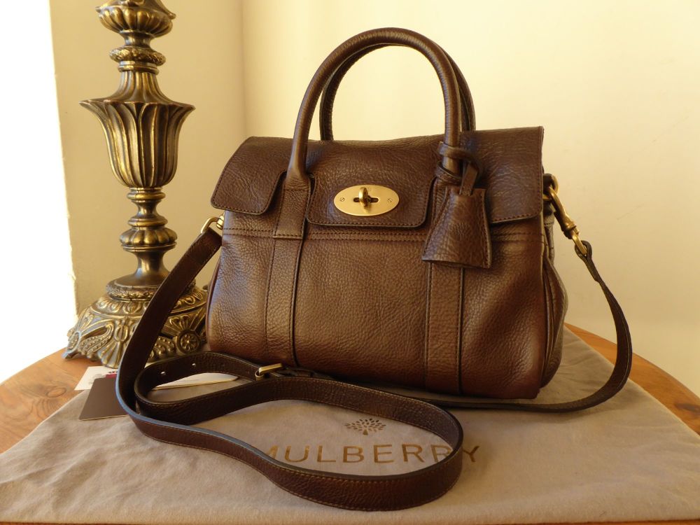 Mulberry Classic Heritage Small Bayswater Satchel in Chocolate Natural Leat