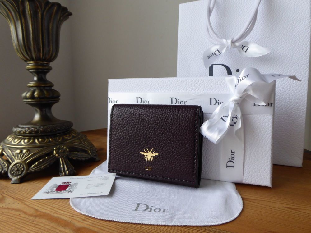 Dior D-Bee French Wallet in Oxblood Soft Grain Calfskin - SOLD