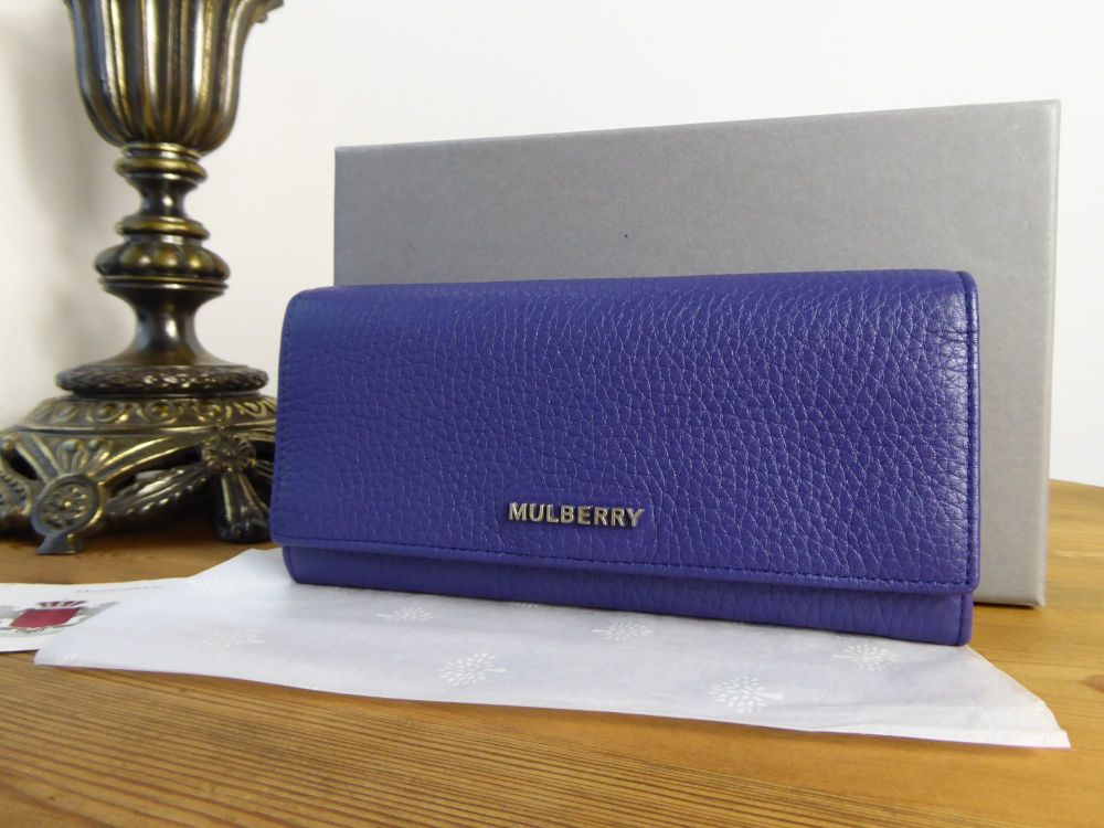 Mulberry Continental Flap Wallet in Indigo Soft Grain Leather 