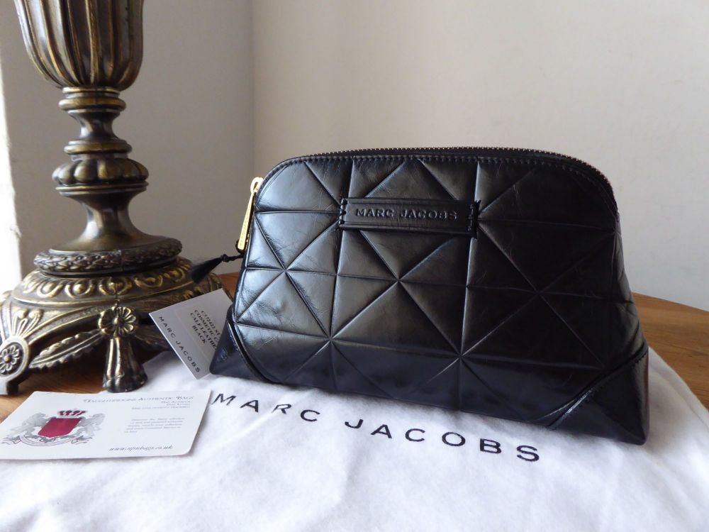 Marc Jacobs Cosmetic Zipped Pouch in Black Calf Leather - New*