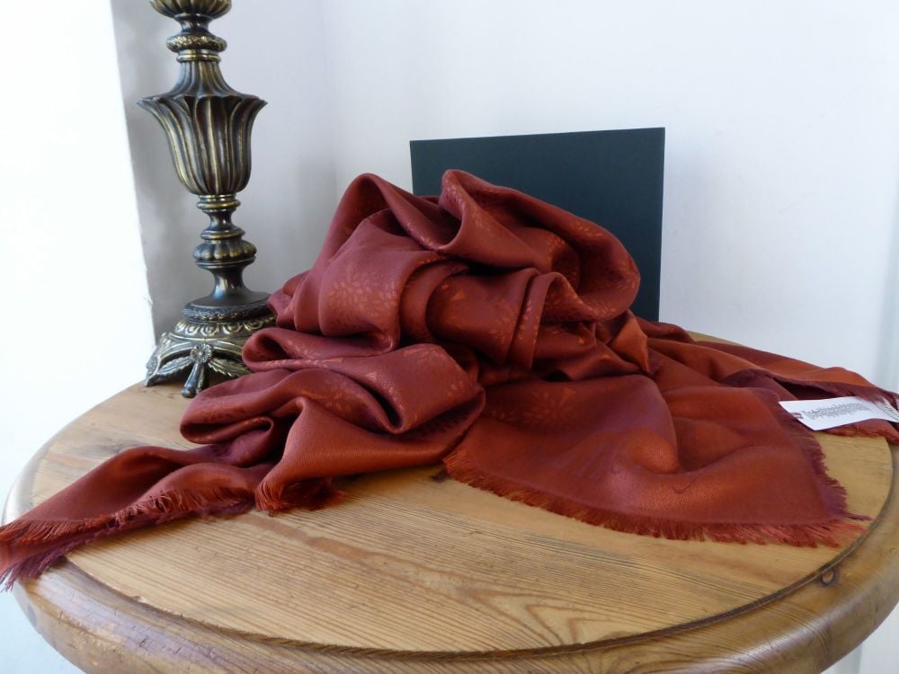 Mulberry Tree Large Square Scarf Wrap in Rust Silk Cotton Mix - New*