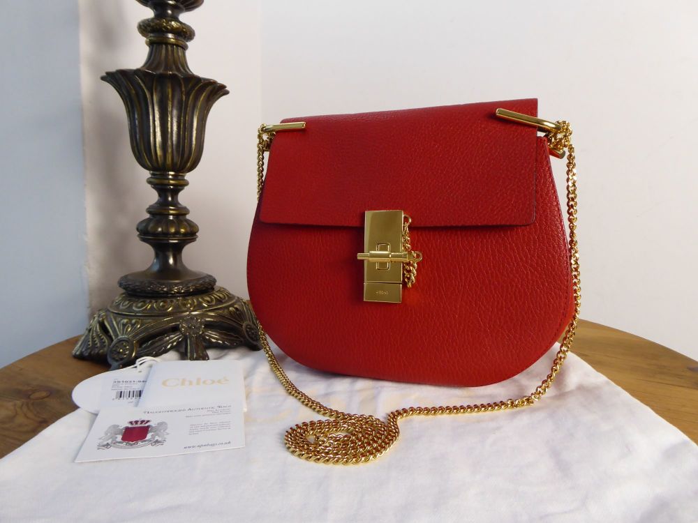 Chloé Drew Small Shoulder Bag in Plaid Red Grainy Lambskin - SOLD