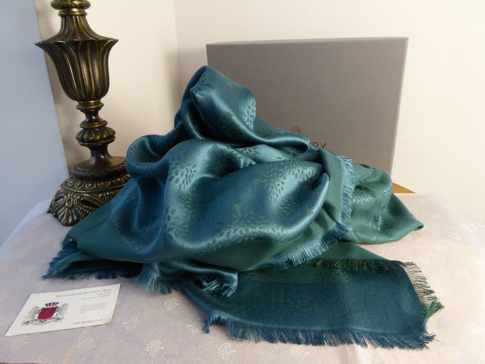 Mulberry Tree Large Square Scarf Wrap in Dark Frozen Silk Cotton Mix - New*
