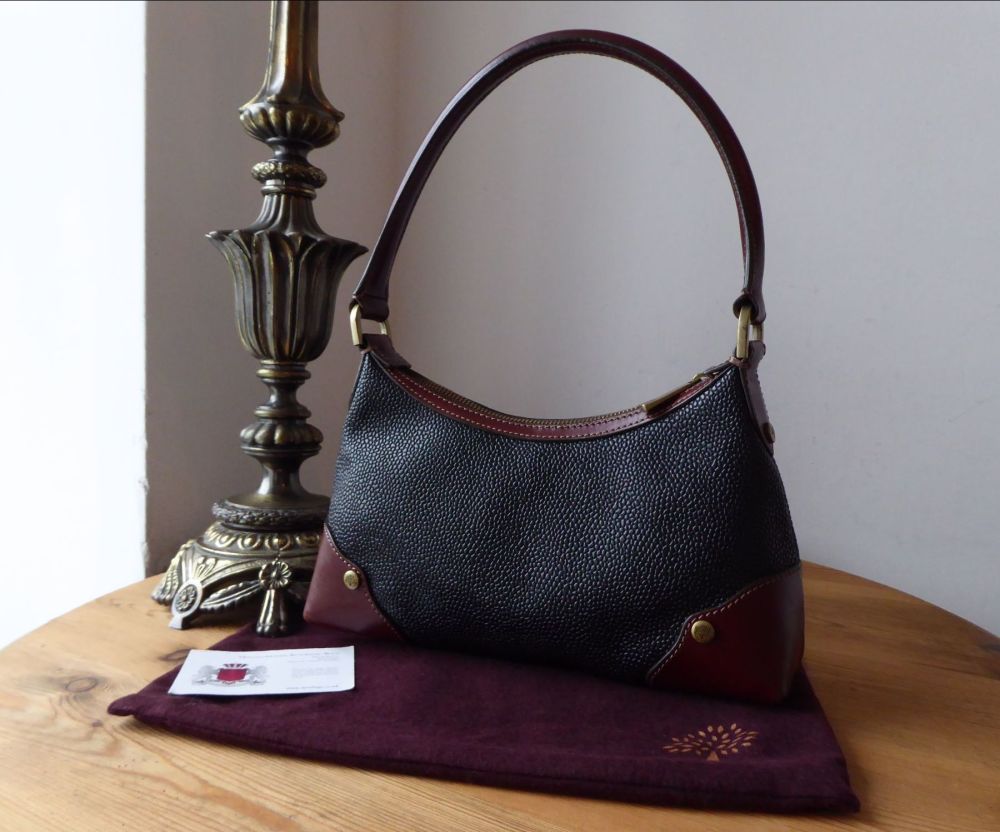 Mulberry Black Leather Scotchgrain Saddle Bag Small Shoulder
