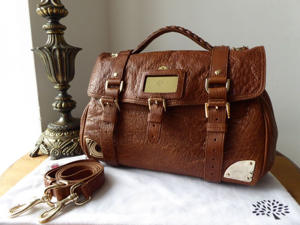 Mulberry Alexa Travel Day Bag in Oak Shiny Lambskin Leather
