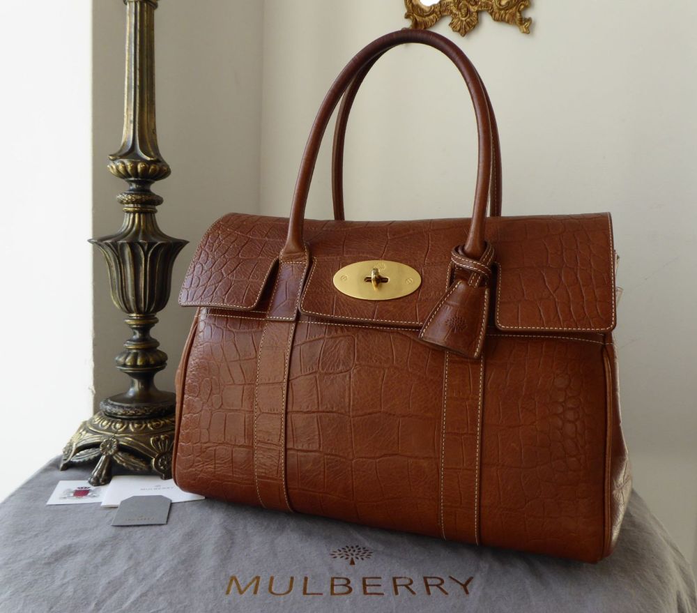 Mulberry East West Bayswater in Biscuit Brown Soft Croc Print