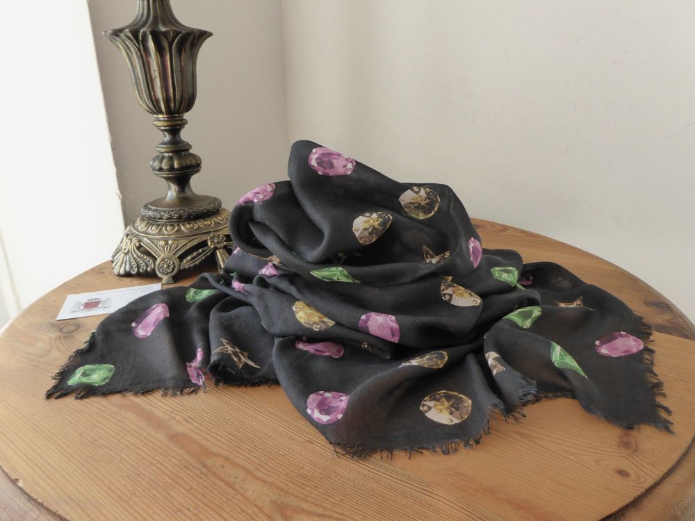 Mulberry Floating Jewels Printed Rectangular Scarf Wrap in Modal Silk Mix - SOLD