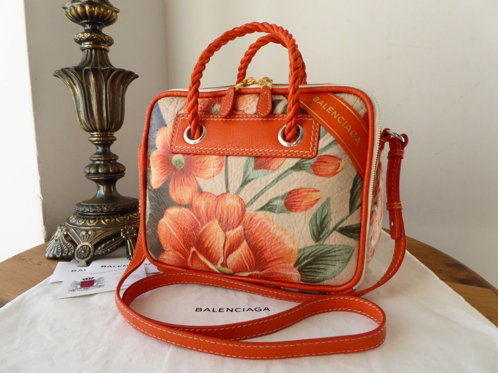 Balenciaga Floral Blanket Box Bag in Printed Antiqued Lambskin - New 