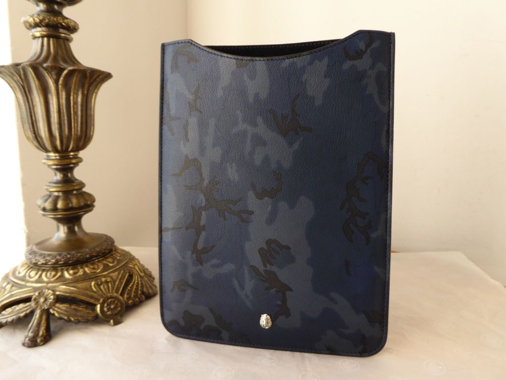 Mulberry Cara Camo Ipad Tablet Sleeve in Navy Blue Camo Printed Goat