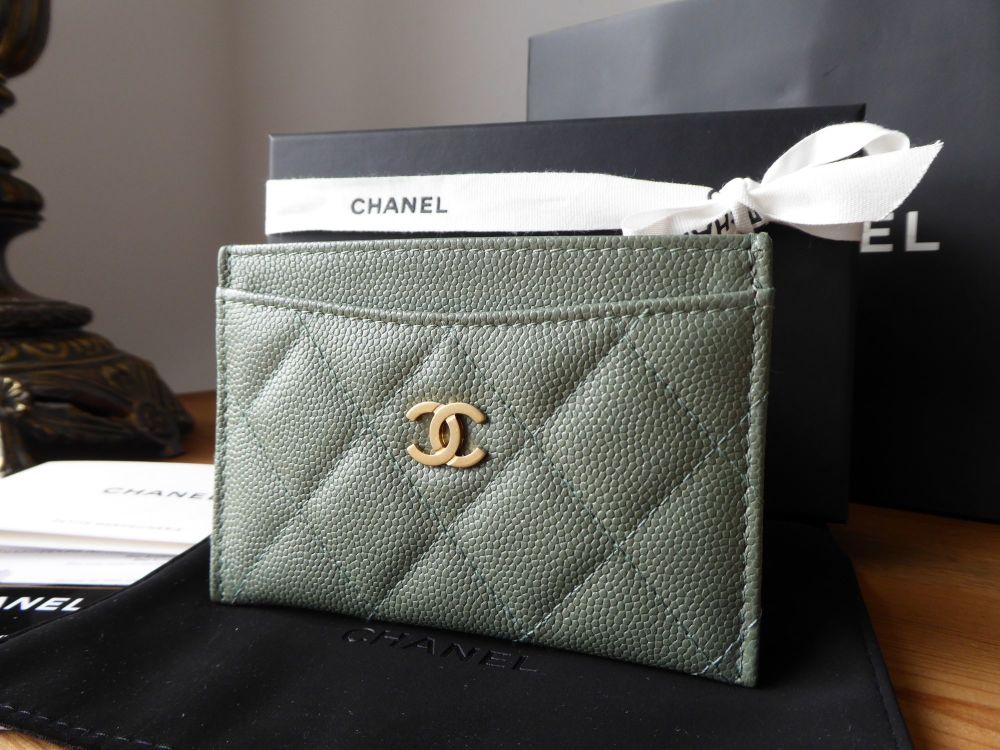 Chanel Credit Card Slip Case in Iridescent Khaki Caviar