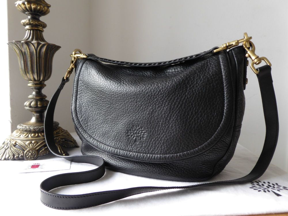 Mulberry Effie Satchel in Black Spongy Pebbled Leather 