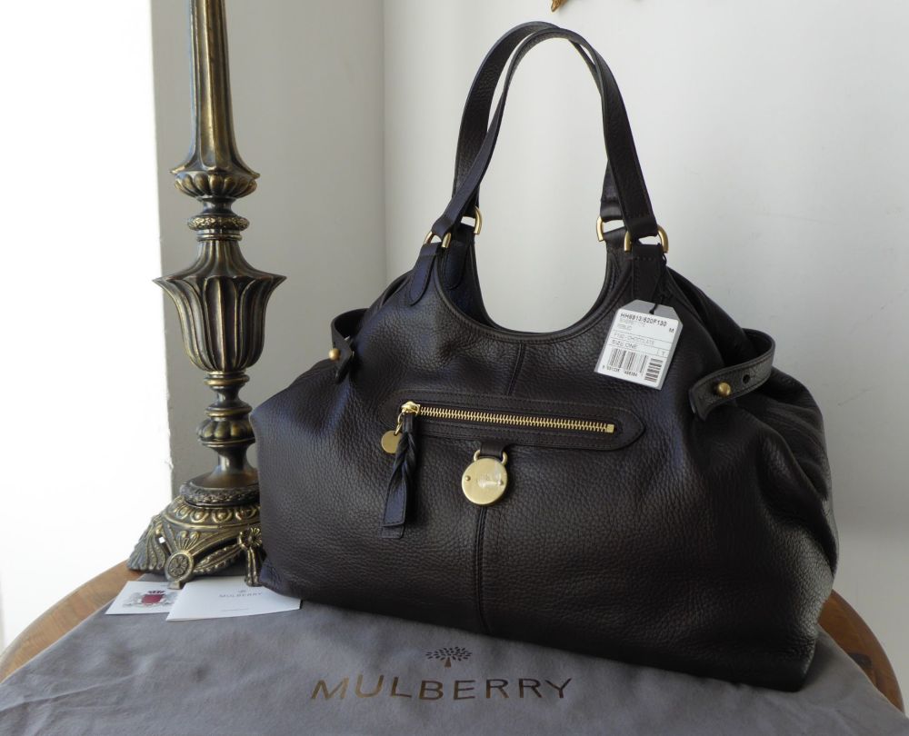 Mulberry Somerset Shoulder Tote in Chocolate Pebbled Leather - New*