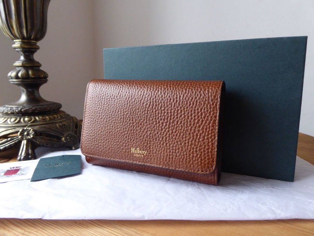 Mulberry Medium Continental Wallet Purse in Oak Grained Vegetable Tanned Le