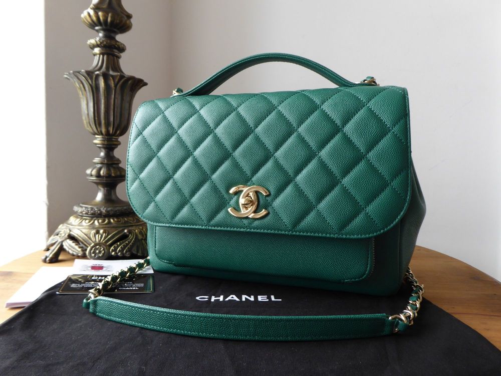 Chanel Business Affinity Large Flap Bag In Emerald Green Caviar SOLD