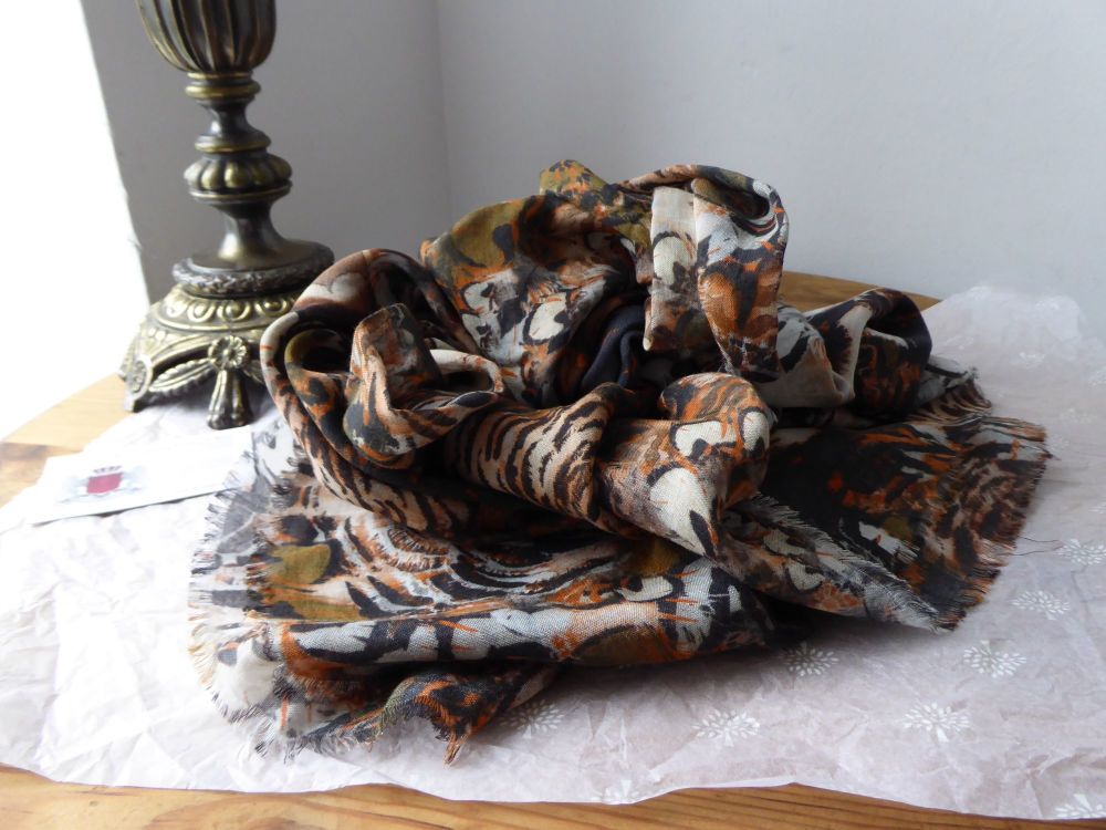 Mulberry Feathered Friends Large Wrap in Pumpkin Modal Silk Mix 