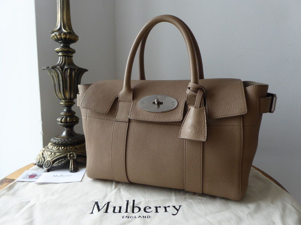 Mulberry Small Bayswater Buckle in Taupe Small Classic Grain Leather