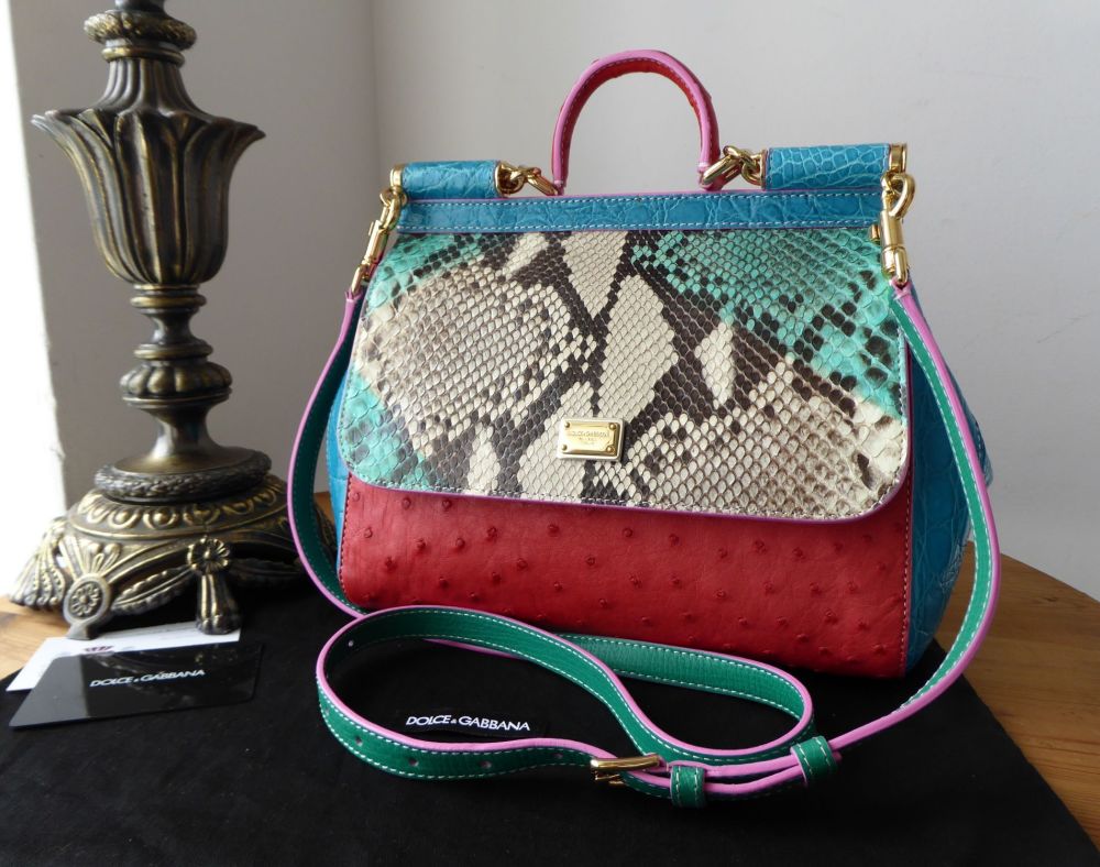 Dolce & Gabbana Limited Edition Medium Sicily in Crocodile, Python and  Ostrich Leather - SOLD