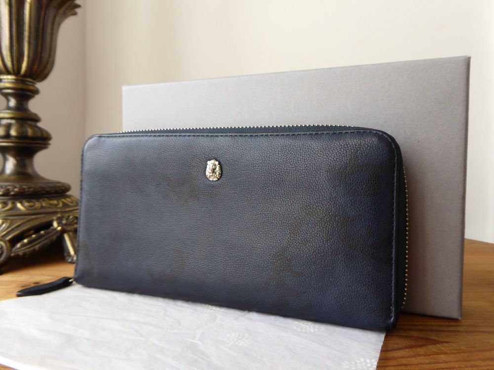 Mulberry Cara Delavingne Camo Zip Around Continental Purse in Midnight Blue Goat Leather - SOLD