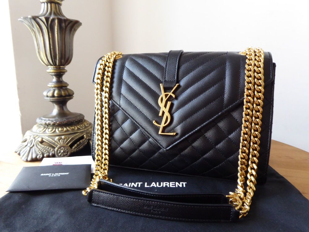 Saint Laurent Black Leather Original Small Chain Crossbody Bag