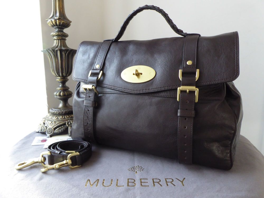 Mulberry Alexa Oversized Satchel in Chocolate Soft Buffalo Leather 