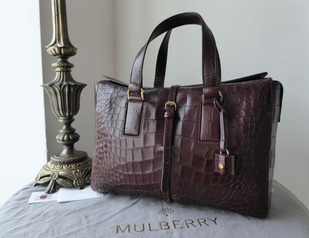 Mulberry Roxette in Oxblood Deep Embossed Croc Printed Leather