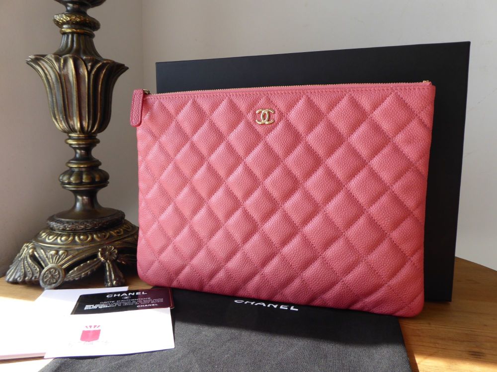 Chanel Classic Medium Zip Pouch O Case in Blush Pink Iridescent Caviar -  SOLD