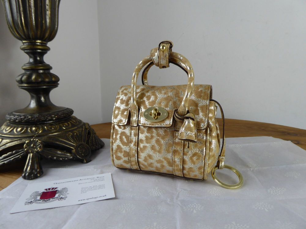 Mulberry Shrunken Micro Bayswater Oversized Charm in Reverse Gold Glitter Leopard Print - As New - SOLD*