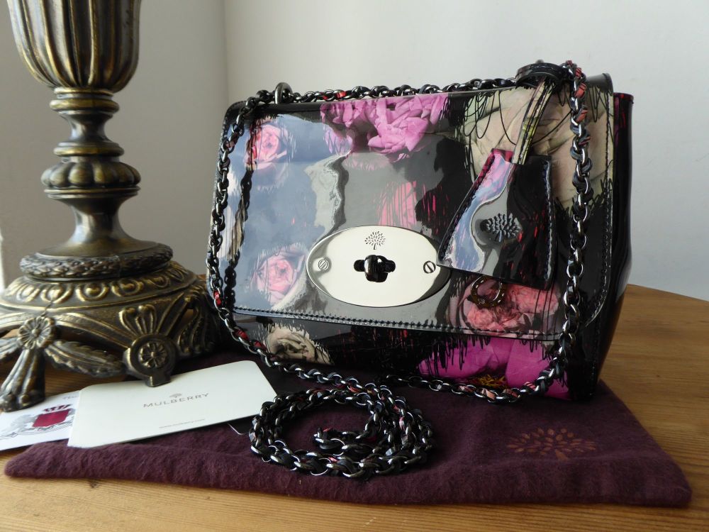 Mulberry Regular Lily in Scribbly Floral Patent Leather with Dark Shiny Gunmetal Hardware - SOLD
