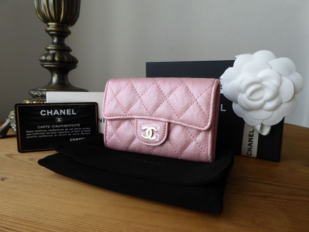 Chanel Classic Card Holder in Pearly Pink Iridescent Caviar - SOLD