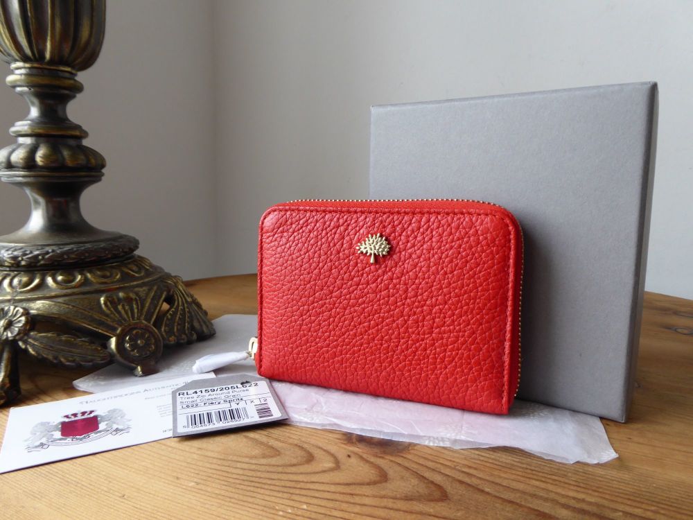 Mulberry Tree Compact Zip Around Purse Wallet in Fiery Spritz Small Classic
