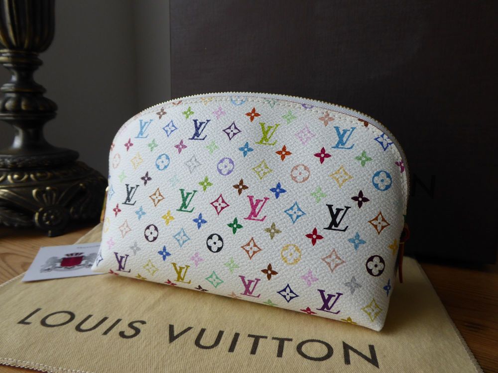 Louis Vuitton Monogram Multicolor White Cosmetic Pouch Make Up